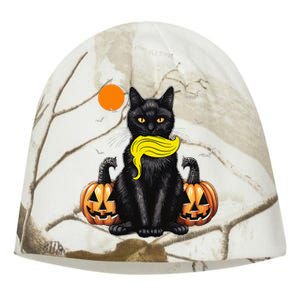 Black Cat Kamala Harris Halloween Trump Hair Sarcastic Kati - Camo Knit Beanie