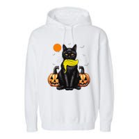 Black Cat Kamala Harris Halloween Trump Hair Sarcastic Garment-Dyed Fleece Hoodie