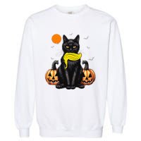 Black Cat Kamala Harris Halloween Trump Hair Sarcastic Garment-Dyed Sweatshirt