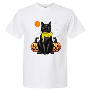 Black Cat Kamala Harris Halloween Trump Hair Sarcastic Garment-Dyed Heavyweight T-Shirt