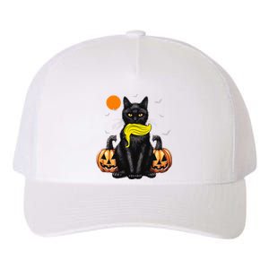 Black Cat Kamala Harris Halloween Trump Hair Sarcastic Yupoong Adult 5-Panel Trucker Hat