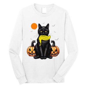 Black Cat Kamala Harris Halloween Trump Hair Sarcastic Long Sleeve Shirt