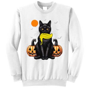 Black Cat Kamala Harris Halloween Trump Hair Sarcastic Sweatshirt