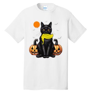 Black Cat Kamala Harris Halloween Trump Hair Sarcastic Tall T-Shirt