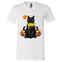 Black Cat Kamala Harris Halloween Trump Hair Sarcastic V-Neck T-Shirt