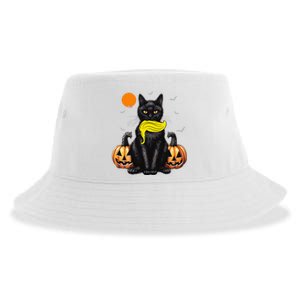 Black Cat Kamala Harris Halloween Trump Hair Sarcastic Sustainable Bucket Hat