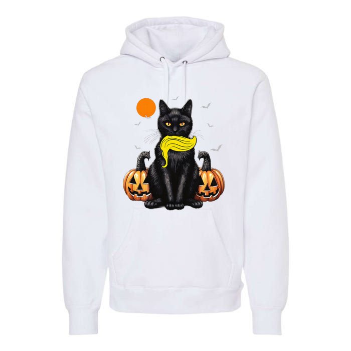 Black Cat Kamala Harris Halloween Trump Hair Sarcastic Premium Hoodie