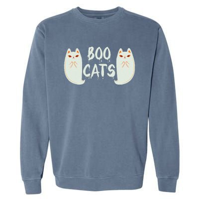 Boo Cats Kitten Ghost Monster Scary Halloween Garment-Dyed Sweatshirt