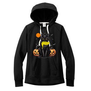 Black Cat Kamala Harris Halloween Trump Hair Women's Fleece Hoodie