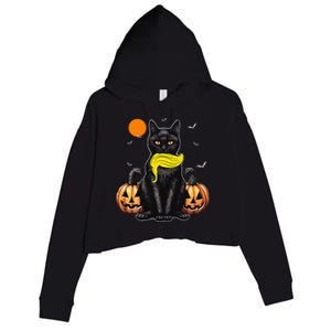 Black Cat Kamala Harris Halloween Trump Hair Crop Fleece Hoodie