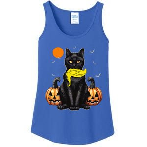 Black Cat Kamala Harris Halloween Trump Hair Ladies Essential Tank