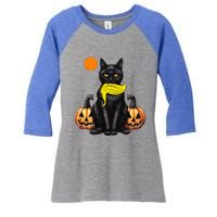 Black Cat Kamala Harris Halloween Trump Hair Women's Tri-Blend 3/4-Sleeve Raglan Shirt