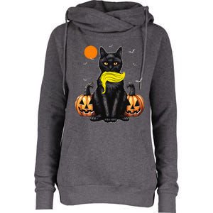 Black Cat Kamala Harris Halloween Trump Hair Womens Funnel Neck Pullover Hood