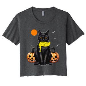 Black Cat Kamala Harris Halloween Trump Hair Women's Crop Top Tee