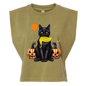 Black Cat Kamala Harris Halloween Trump Hair Garment-Dyed Women's Muscle Tee