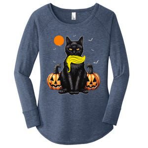 Black Cat Kamala Harris Halloween Trump Hair Women's Perfect Tri Tunic Long Sleeve Shirt