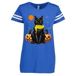 Black Cat Kamala Harris Halloween Trump Hair Enza Ladies Jersey Football T-Shirt