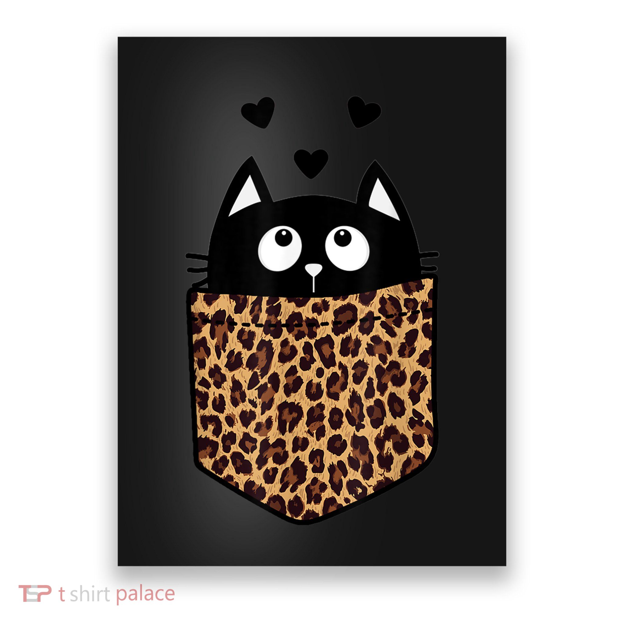 Black Cat Kitty In Leopard Pocket Halloween Costume Girl Boy Poster