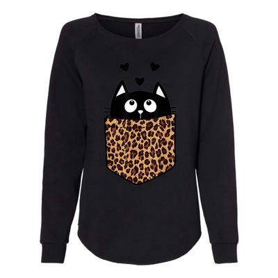 Black Cat Kitty In Leopard Pocket Halloween Costume Girl Boy Womens California Wash Sweatshirt