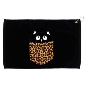 Black Cat Kitty In Leopard Pocket Halloween Costume Girl Boy Grommeted Golf Towel