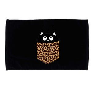 Black Cat Kitty In Leopard Pocket Halloween Costume Girl Boy Microfiber Hand Towel