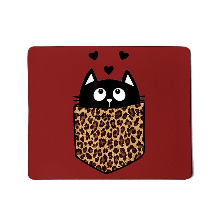 Black Cat Kitty In Leopard Pocket Halloween Costume Girl Boy Mousepad