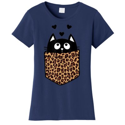 Black Cat Kitty In Leopard Pocket Halloween Costume Girl Boy Women's T-Shirt