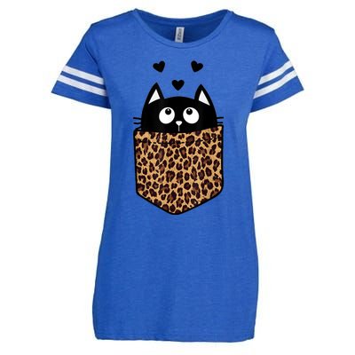 Black Cat Kitty In Leopard Pocket Halloween Costume Girl Boy Enza Ladies Jersey Football T-Shirt