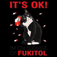 Black Cat Kitten Its Ok Im On 500mgs Of Fukitol Sustainable Bucket Hat
