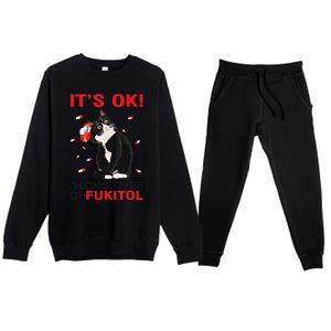 Black Cat Kitten Its Ok Im On 500mgs Of Fukitol Premium Crewneck Sweatsuit Set