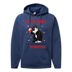 Black Cat Kitten Its Ok Im On 500mgs Of Fukitol Performance Fleece Hoodie