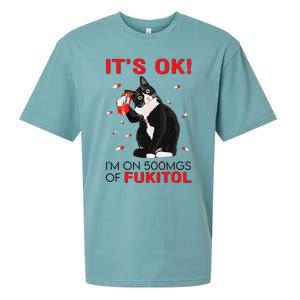 Black Cat Kitten Its Ok Im On 500mgs Of Fukitol Sueded Cloud Jersey T-Shirt