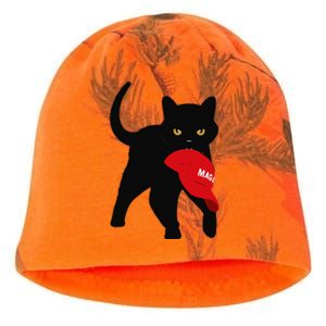 Black Cat Kamala Harris Trump Maga Hat Sarcastic Antitrump Gift Kati - Camo Knit Beanie