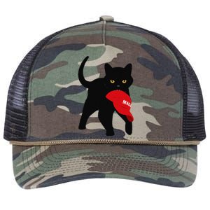 Black Cat Kamala Harris Trump Maga Hat Sarcastic Antitrump Gift Retro Rope Trucker Hat Cap