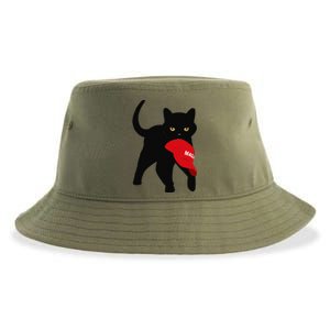 Black Cat Kamala Harris Trump Maga Hat Sarcastic Antitrump Gift Sustainable Bucket Hat