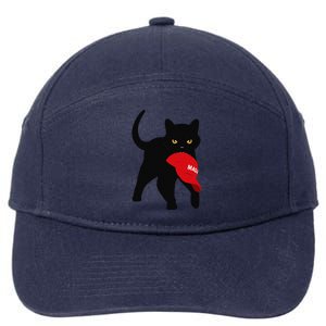 Black Cat Kamala Harris Trump Maga Hat Sarcastic Antitrump Gift 7-Panel Snapback Hat