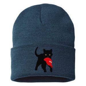 Black Cat Kamala Harris Trump Maga Hat Sarcastic Antitrump Gift Sustainable Knit Beanie