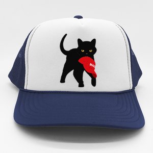 Black Cat Kamala Harris Trump Maga Hat Sarcastic Antitrump Gift Trucker Hat