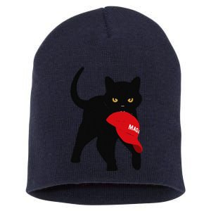 Black Cat Kamala Harris Trump Maga Hat Sarcastic Antitrump Gift Short Acrylic Beanie