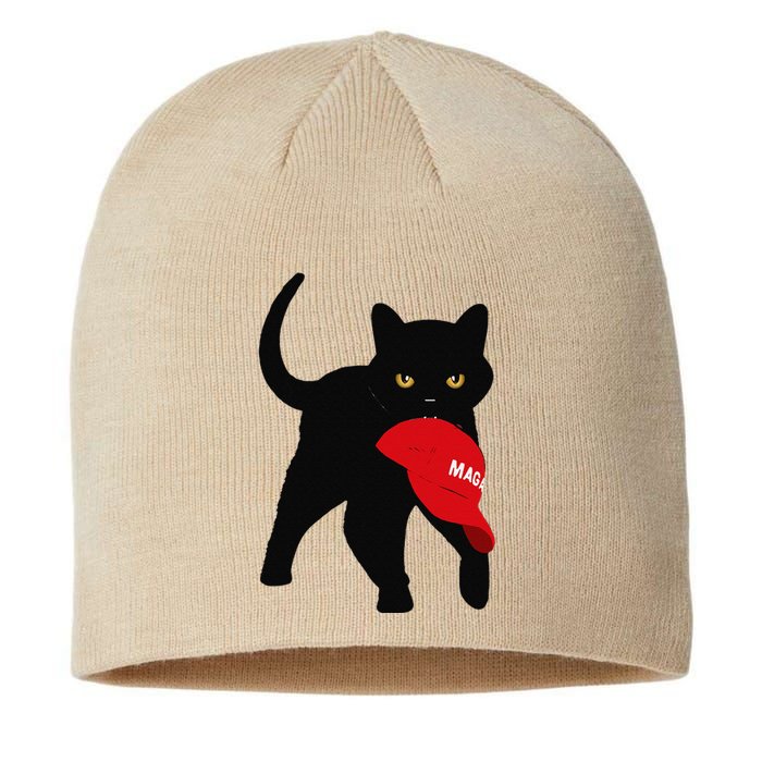 Black Cat Kamala Harris Trump Maga Hat Sarcastic Antitrump Gift Sustainable Beanie