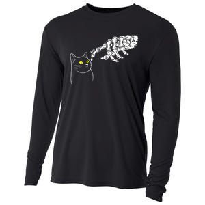 Black Cat Lover Skeleton Hand Cooling Performance Long Sleeve Crew