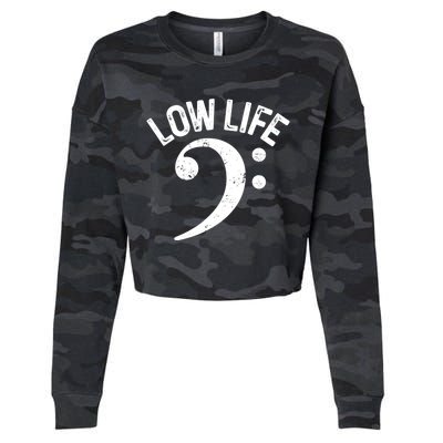 Bass Clef Low Life Music Marching Band Low Brass Bass Note Cropped Pullover Crew