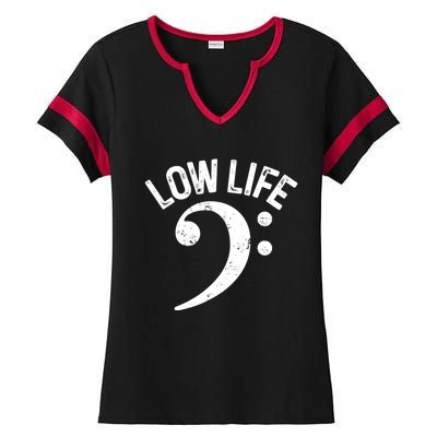 Bass Clef Low Life Music Marching Band Low Brass Bass Note Ladies Halftime Notch Neck Tee