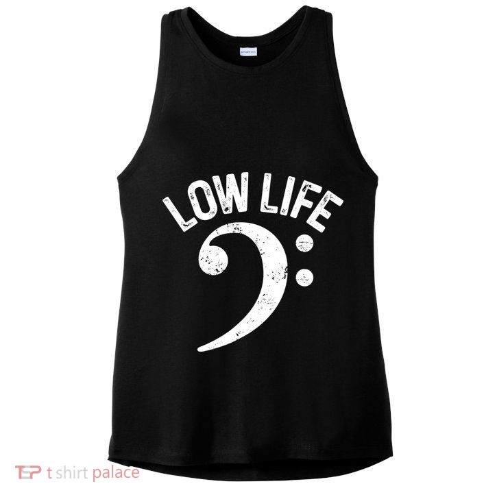 Bass Clef Low Life Music Marching Band Low Brass Bass Note Ladies PosiCharge Tri-Blend Wicking Tank