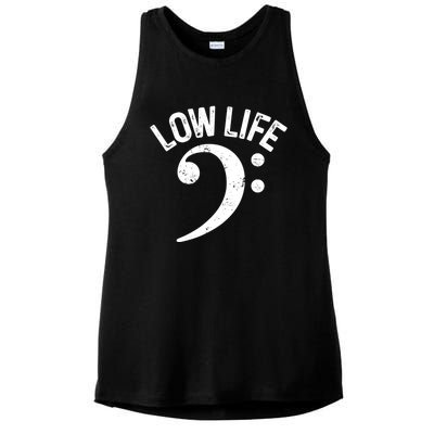 Bass Clef Low Life Music Marching Band Low Brass Bass Note Ladies PosiCharge Tri-Blend Wicking Tank