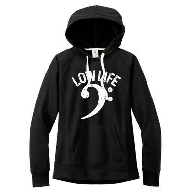 Bass Clef Low Life Music Marching Band Low Brass Bass Note Women's Fleece Hoodie