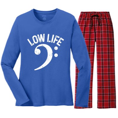 Bass Clef Low Life Music Marching Band Low Brass Bass Note Women's Long Sleeve Flannel Pajama Set 