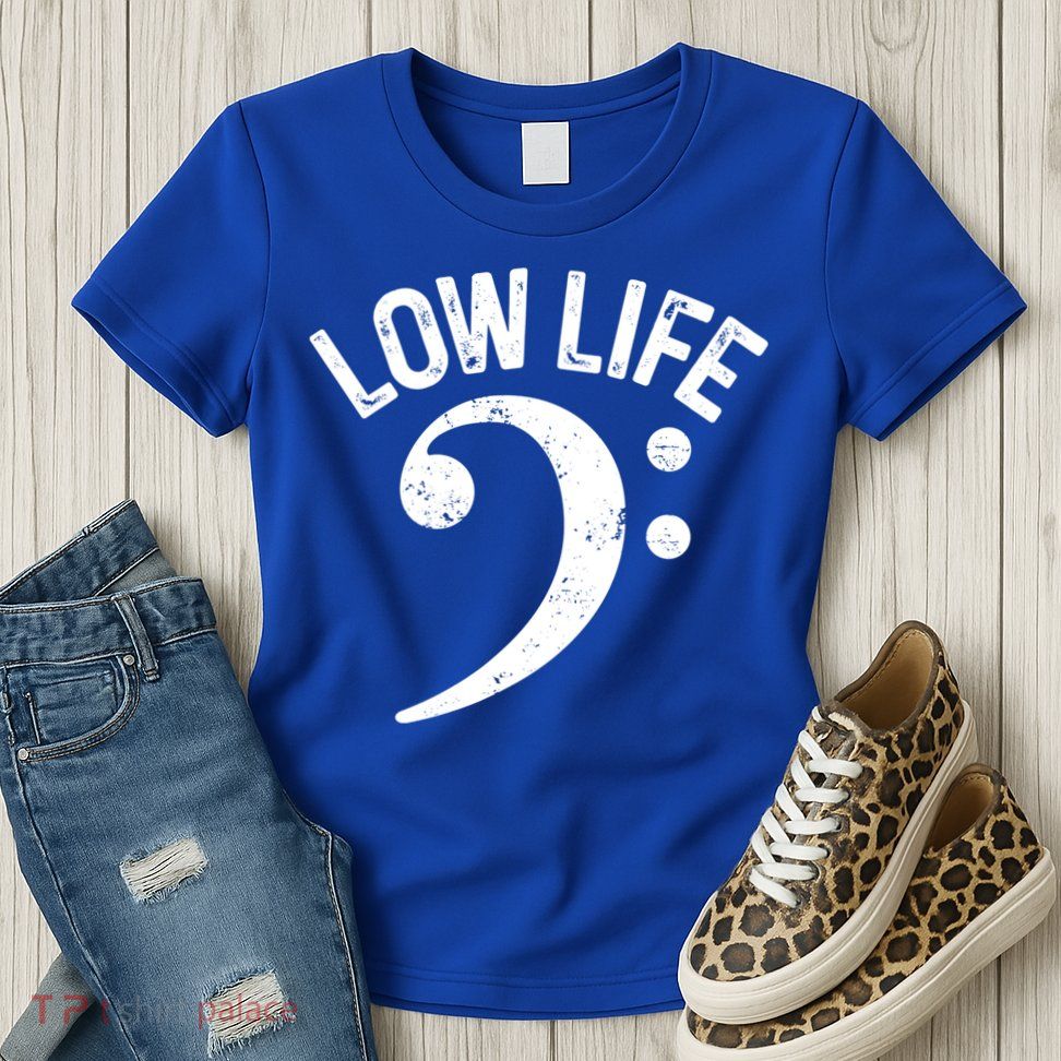 Bass Clef Low Life Music Marching Band Low Brass Bass Note Womens T-Shirt