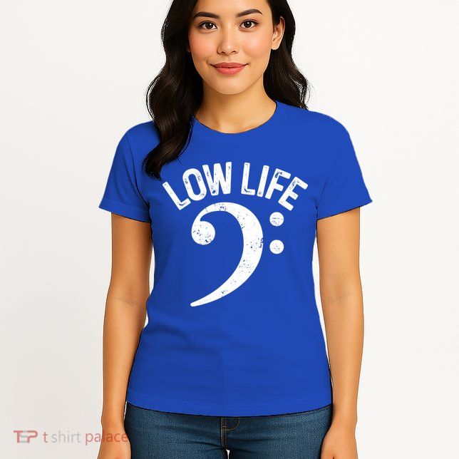 Bass Clef Low Life Music Marching Band Low Brass Bass Note Womens T-Shirt