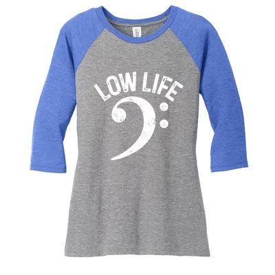 Bass Clef Low Life Music Marching Band Low Brass Bass Note Women's Tri-Blend 3/4-Sleeve Raglan Shirt